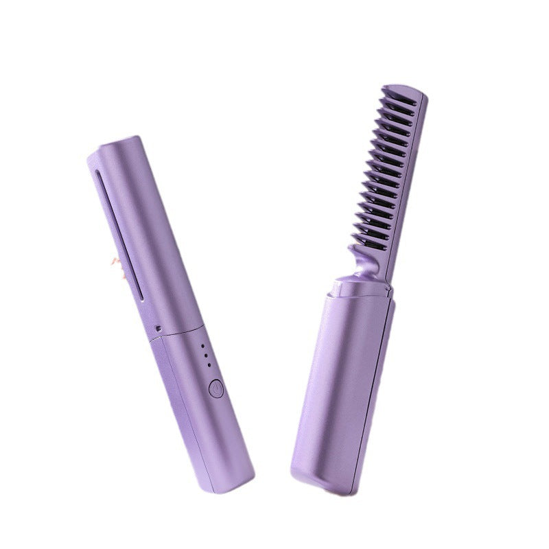 Rechargeable portable travel straight hair comb negative ion hair care electric comb wireless curling iron