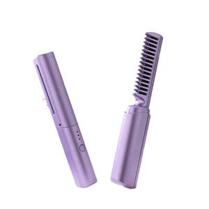 Rechargeable portable travel straight hair comb negative ion hair care electric comb wireless curling iron