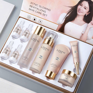 AESTHTANY LERFM Moisturizing Brightening Aloe Face Skin Care Set Hyaluronic Serum Skin Care Set | Radiant Youthful Skin Alcohol-Free Hypoallergenic Cleanse Recondition and Puri (377- Nine piece set)