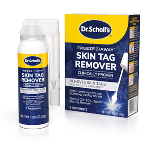 Dr. Scholls Freeze Away Skin Tag Remover - The First FDA Cleared at Home Skin tag Removal kit. Clinically Proven Skin tag Removal in as Little as 1 Treatment. 1 Skin tag Removal kit 8 Treatments.