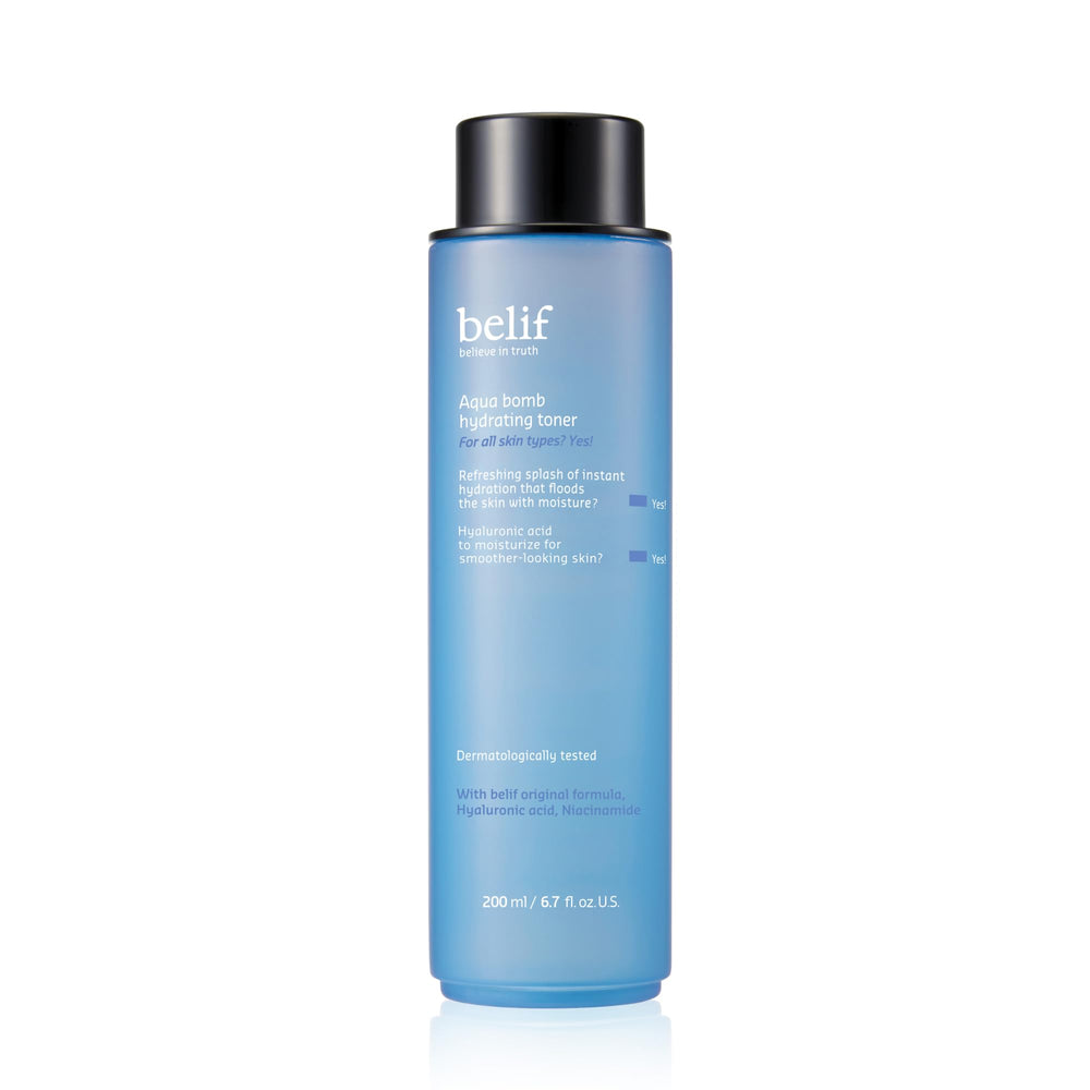 belif Aqua Bomb Hydrating Toner with Hyaluronic Acid Lightweight Moisturizing Water Facial Toner Good for Dry Skin and Uneven Texture for Normal Dry Combination Oily Skin Korean Skin Care