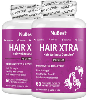 Hair Xtra - Hair Regrowth Vitamin for Faster Hair Growth - Hair Growth Vegan Capsules - Hair Thickening with Biotin Zinc MSM B Vitamins Choline - Hair Supplement Hair Regrowth Capsules - Pack 2