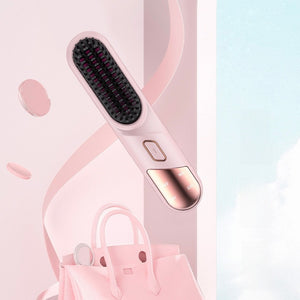 Cross-Border New Model Negative Ion Hair Straightening Comb, Hair Care Tool for Straightening and Curling, Dual-Use Lazy Curling Iron, Wireless and Portable