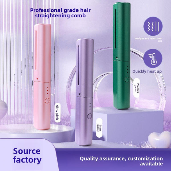 Rechargeable portable travel straight hair comb negative ion hair care electric comb wireless curling iron