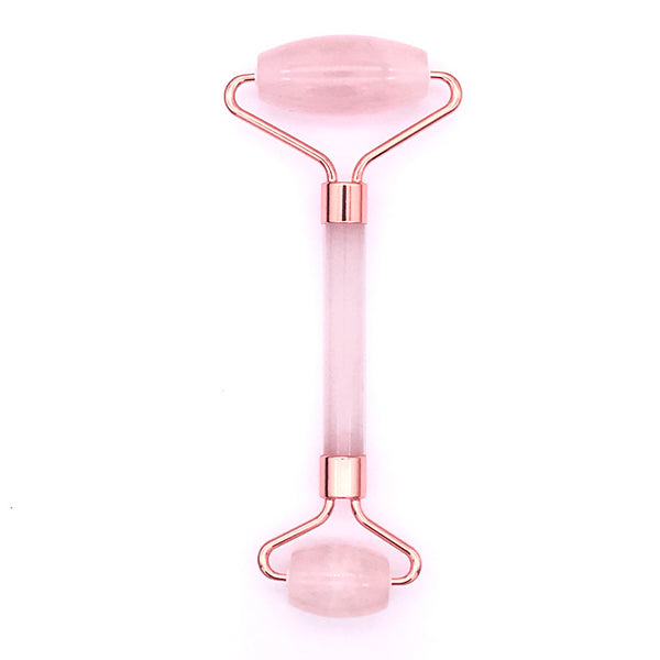 Pink Crystal Facial Roller Set Jade Massager for Skincare and Body