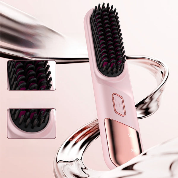 Cross-Border New Model Negative Ion Hair Straightening Comb, Hair Care Tool for Straightening and Curling, Dual-Use Lazy Curling Iron, Wireless and Portable
