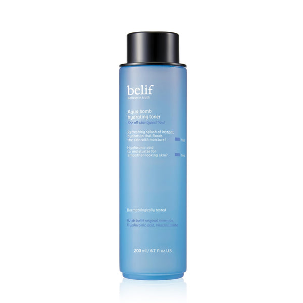 belif Aqua Bomb Hydrating Toner with Hyaluronic Acid Lightweight Moisturizing Water Facial Toner Good for Dry Skin and Uneven Texture for Normal Dry Combination Oily Skin Korean Skin Care