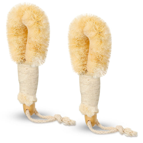 2 Pcs Dry Brushing Body Brush Exfoliating Brush Body Scrubber Natural Bristle Body Brush Bath Shower Dry Skin and Body Sisal Brush with Naturals Fibers for Skin Care Exfoliates Skin