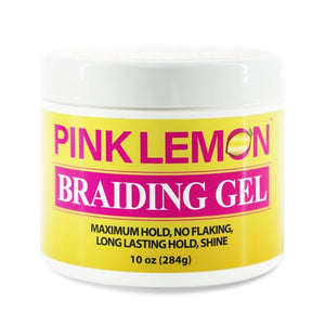 PINK LEMON Braiding Gel (10 oz) - Maximum Hold No Flaking Long Lasting Hold High Shine. For Micro Inter Dread Faux Loc Twist Braid Edge.