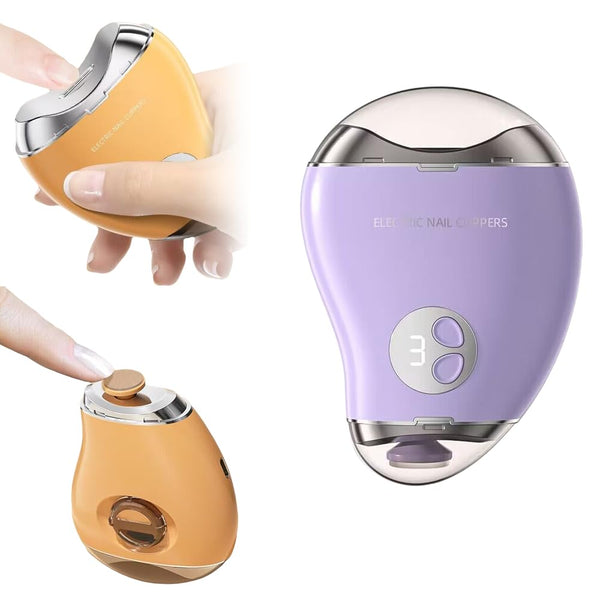 2 in 1 Electric Polishing Automatic Nail Clippers 2024 New Electric Toe Nail Clippers for Adults Seniors Automatic Finger Nail Clippers Nail Trimmer with 3 Adjustable Speeds (Purple)