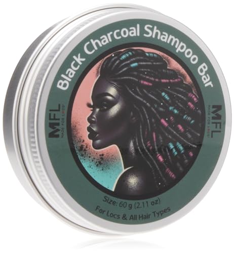 Made For Locs Shampoo Bar - Zero Waste Shampoo Bar Travel Size Shampoo Bar Natural Hair Cleanser for Locs & Dreadlocks 60 g (Black Charcoal)