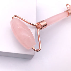 Pink Crystal Facial Roller Set Jade Massager for Skincare and Body