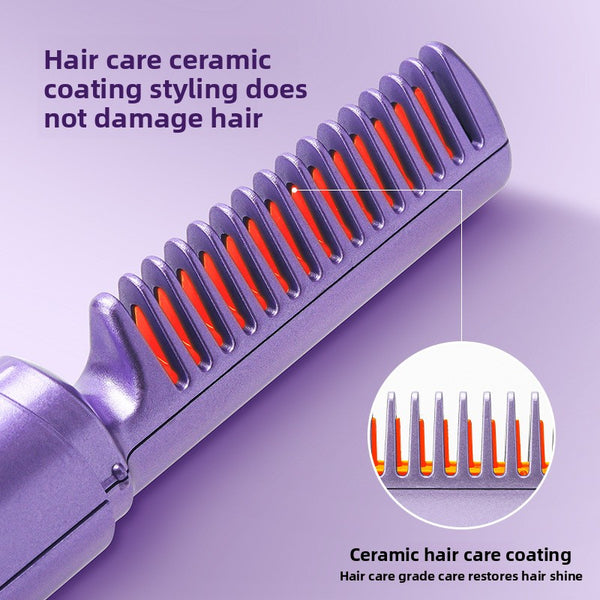 Rechargeable portable travel straight hair comb negative ion hair care electric comb wireless curling iron
