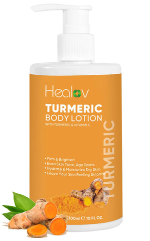 Healov Turmeric Lotion for Spots - Natural Turmeric Skin Brightening Cream for Face & Body - Cleanse Skin Fight Acne Even Tone Clear Scars Sun Damage & Discoloration - with Vitamin C